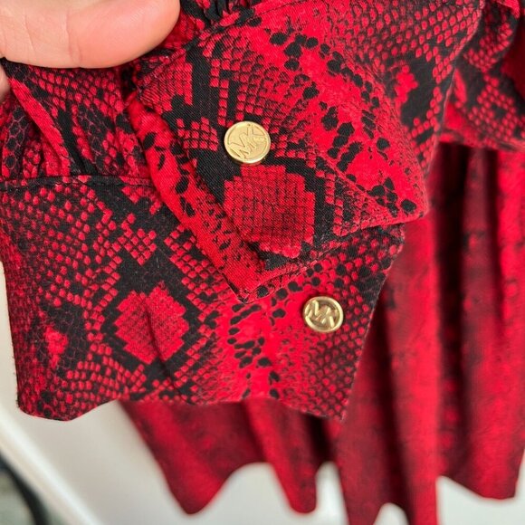 Michael Michael Kors Womens Snakeskin V-Neck Minidress Sz 3X Red Crimson - Picture 5 of 9